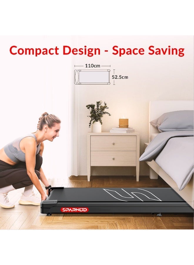 Sparnod Fitness STH-3004N Foldable 2-in-1 Walking Pad Treadmill for Home & Office | Motorized Under Desk Walking Machine | 1-10 km/h Speed | 7% Incline | LED Display | Shock Absorption | Portable Fitness Treadmill | 90kg Capacity - Image 4