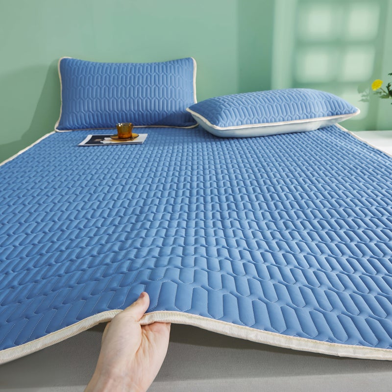 Cooling Mat Solid Color Advanced Gray 70.87 Inch By 78.74 Inch Breathable Moisture Wicking Odor Free Ice Fabric With 2 Pillowcases - Image 1