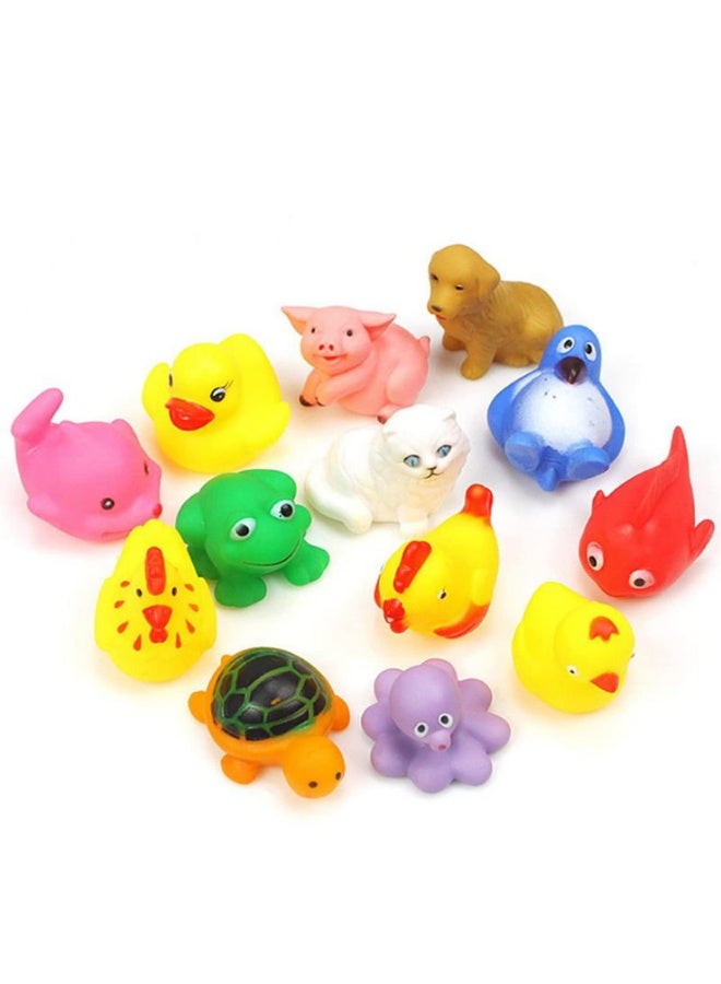 13Pcs Baby Bath Toy Cute Soft Rubber Float Sqeeze Sound Baby Wash Bath Play Animals Toys Color design - Image 1