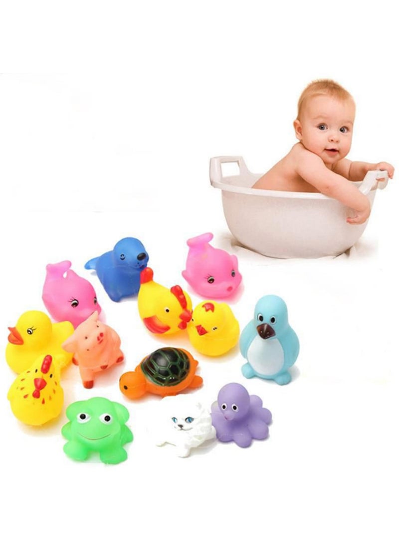 13Pcs Baby Bath Toy Cute Soft Rubber Float Sqeeze Sound Baby Wash Bath Play Animals Toys Color design - Image 2