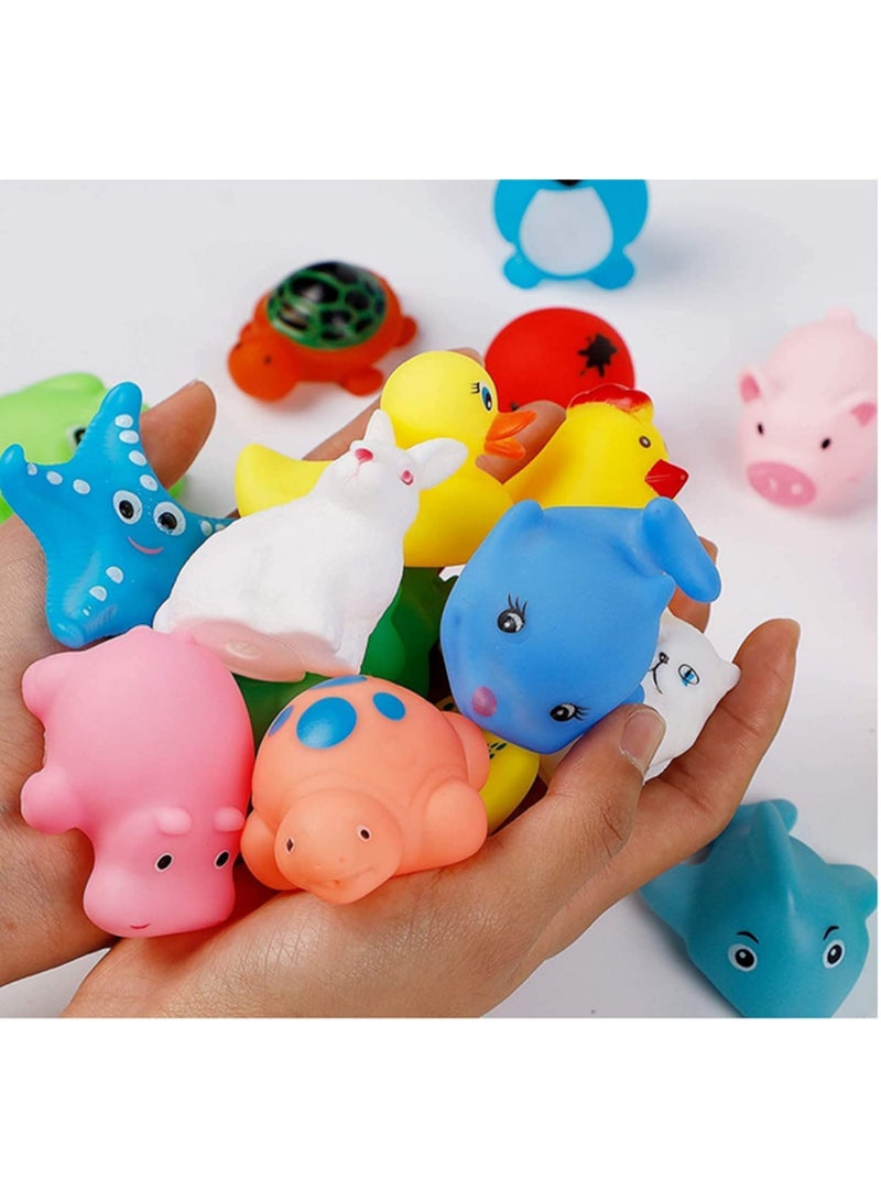 13Pcs Baby Bath Toy Cute Soft Rubber Float Sqeeze Sound Baby Wash Bath Play Animals Toys Color design - Image 4