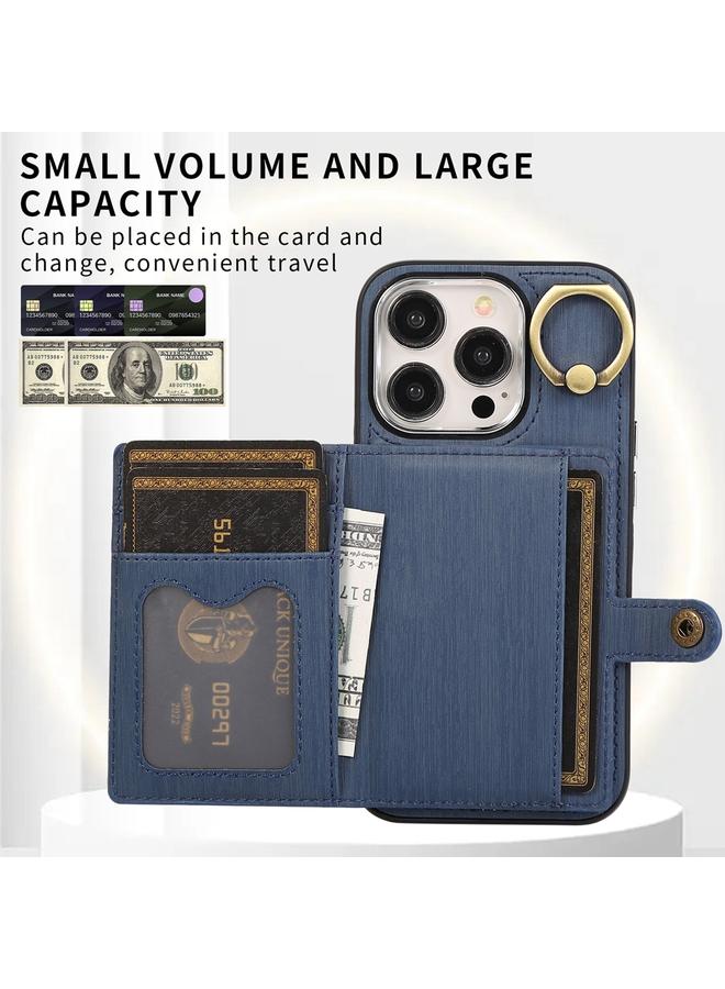 erorex Case For iPhone 15 Pro Max Brushed Texture Wallet Ring Holder Phone Case - Image 2