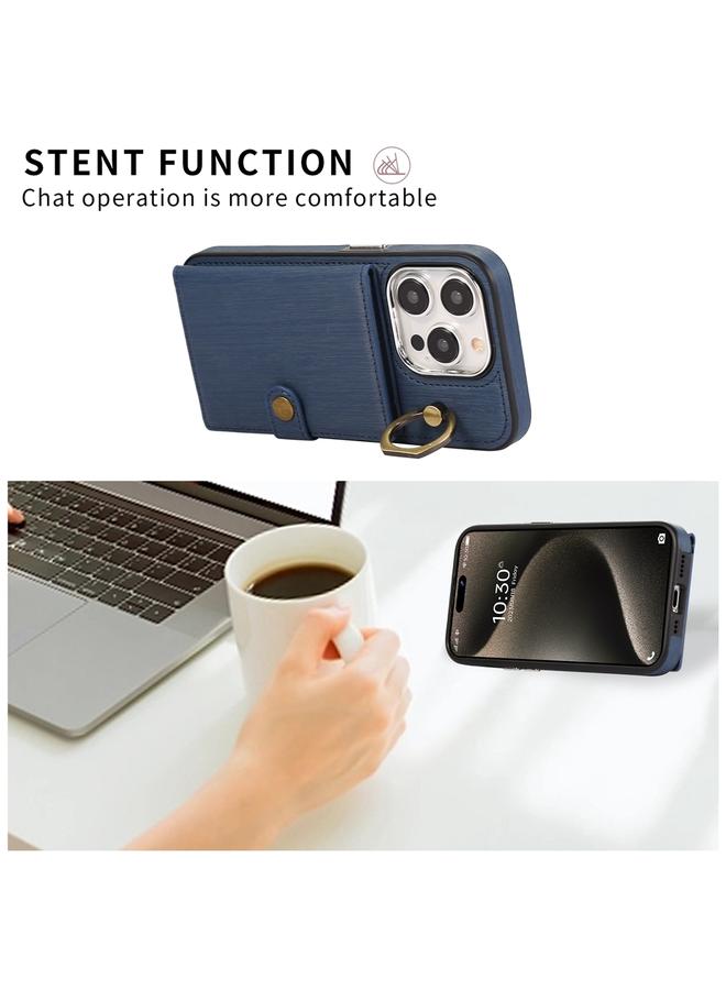 erorex Case For iPhone 15 Pro Max Brushed Texture Wallet Ring Holder Phone Case - Image 3