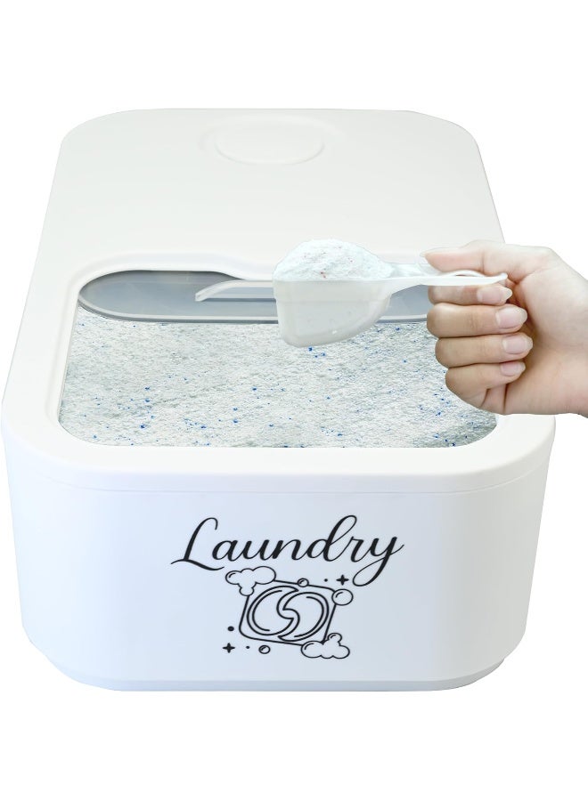 Skywin Skywin Laundry Pod Container with Slide Lid (White with Print) -15”x8.7”x4.5”- Holds 11 Pounds, Fits 2 Bottles of Laundry Detergent or 120-150 Pods- Stylish Laundry Pod Storage Container - Image 1