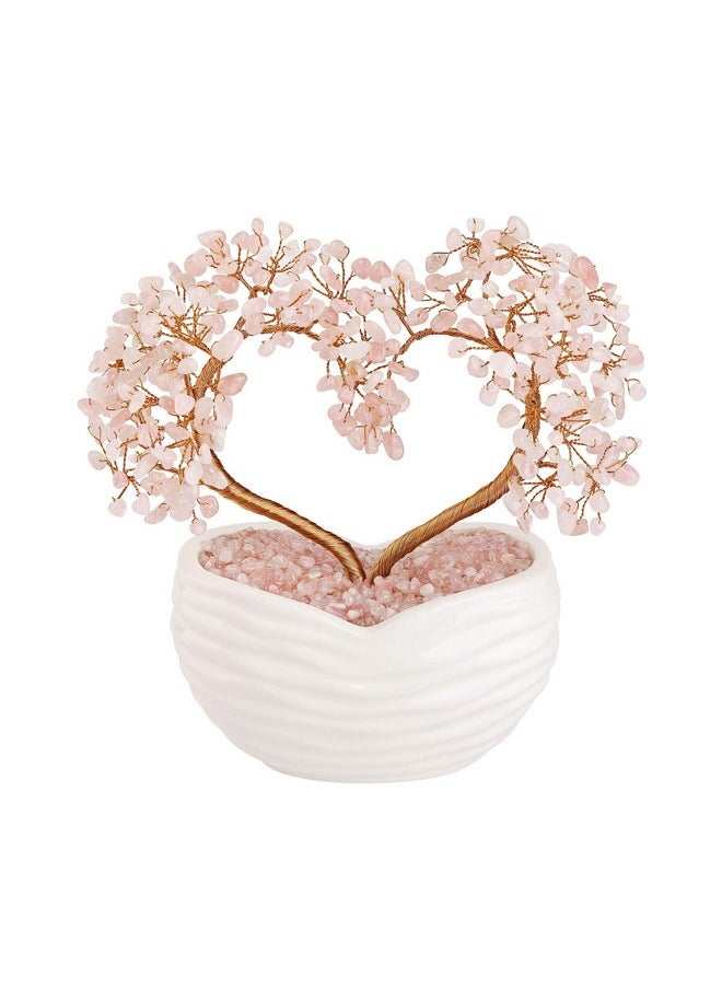 Jovivi Rose Quartz Crystal Heart Money Tree Healing Gemstone Bonsai Tree For Wedding Ceremony Reiki Balancing Energy Meditation Feng Shui Wealth & Good Luck Home Indoor Office Decor 7.878.26  - Image 1