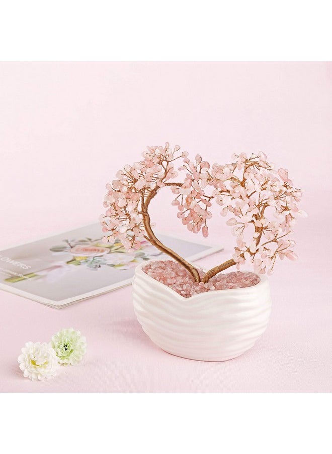 Jovivi Rose Quartz Crystal Heart Money Tree Healing Gemstone Bonsai Tree For Wedding Ceremony Reiki Balancing Energy Meditation Feng Shui Wealth & Good Luck Home Indoor Office Decor 7.878.26  - Image 2