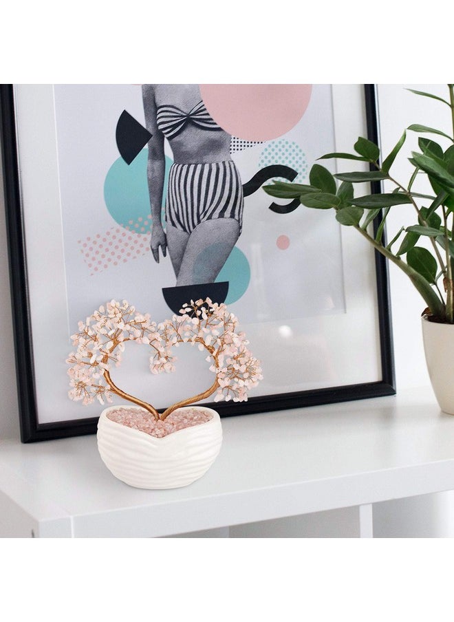 Jovivi Rose Quartz Crystal Heart Money Tree Healing Gemstone Bonsai Tree For Wedding Ceremony Reiki Balancing Energy Meditation Feng Shui Wealth & Good Luck Home Indoor Office Decor 7.878.26  - Image 3