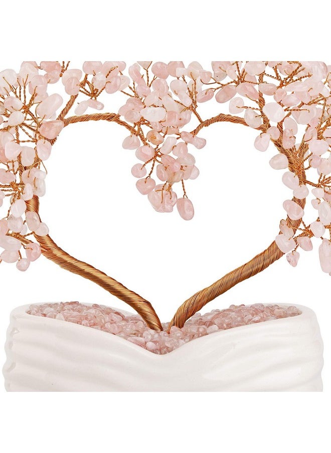 Jovivi Rose Quartz Crystal Heart Money Tree Healing Gemstone Bonsai Tree For Wedding Ceremony Reiki Balancing Energy Meditation Feng Shui Wealth & Good Luck Home Indoor Office Decor 7.878.26  - Image 5