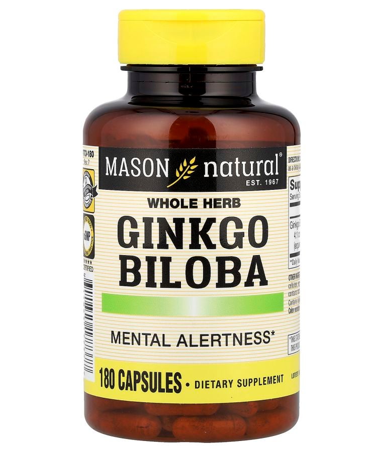 Mason Natural Whole Herb Ginkgo Biloba 180 Capsules (125 mg per Capsule)