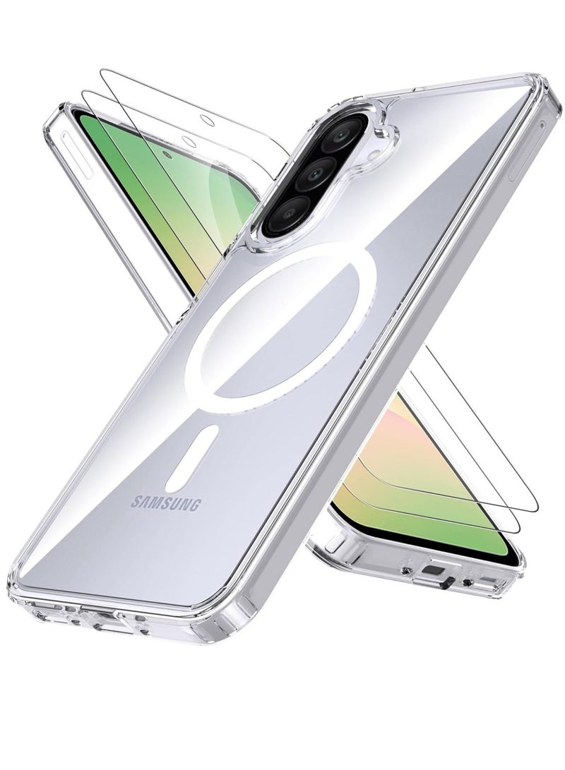 ELTRAZONE 2-in-1 Samsung Galaxy A56 5G Case with MagSafe Compatibility – Shockproof Transparent Cover with Anti-Yellowing Clear Back and Built-in Magnetic Ring – Includes Tempered Glass Screen Protector – Slim Fit for Samsung A56 2025 - Image 1