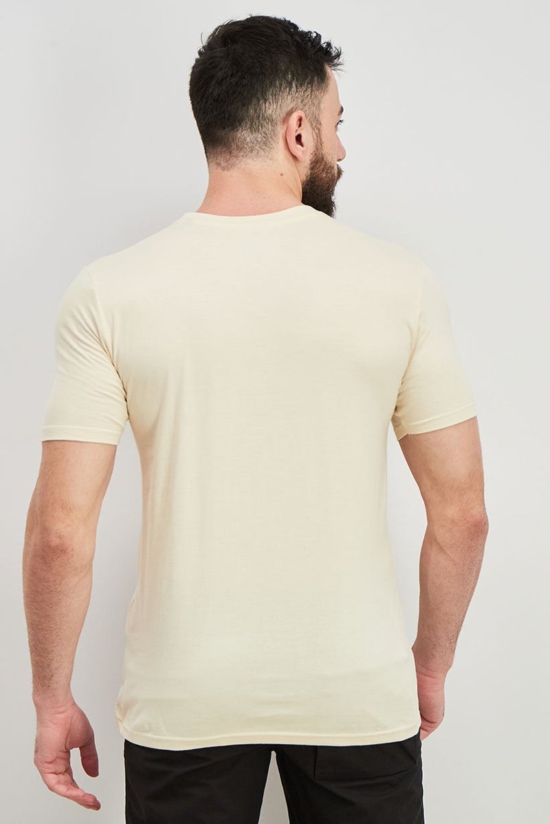 DIFUZED Men Crew Neck Short Sleeves Graphic Printed T-shirt, Beige - Image 2