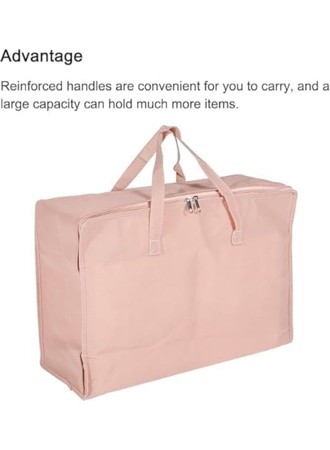 شنطة تخزين جامبو مقاومة للماء بسحاب ومقابض للغسيل والفراش والملابس والتنقل والتسوق، شنطة منظمة قابلة للطي للسفر والاستخدام المنزلي، 70 × 50 × 30 سم (بيج) - Image 3