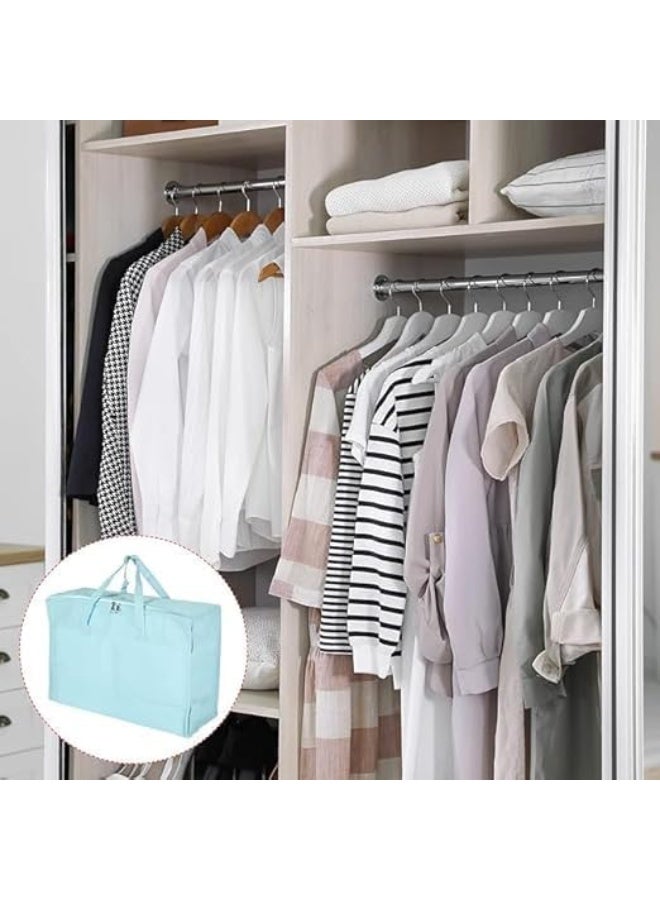 شنطة تخزين جامبو مقاومة للماء بسحاب ومقابض للغسيل والفراش والملابس والتنقل والتسوق، شنطة منظمة قابلة للطي للسفر والاستخدام المنزلي، 70 × 50 × 30 سم (بيج) - Image 2