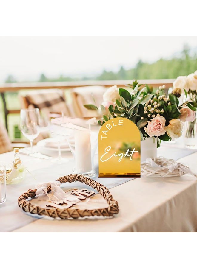 KOUDGY Gold Mirror Arch Wedding Table Numbers 1-10 with Stands, 5x7 Inch Acrylic Arch Sign with Holder for Wedding Reception Table Centerpiece Decoration(Gold Mirror) - Image 4