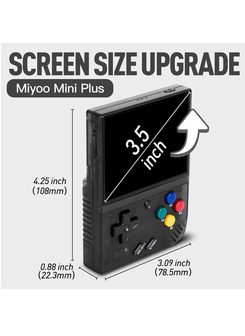 Miyoo - Miyoo Mini Plus Handheld Game Console, with Dedicated Storage Case, 3.5 Inch IPS 640x480 Screen, 64G/128G TF Card with 10,000+ Games, 3000mAh 7+Hours Battery, Support Wireless Network (Black 128G) - Image 1