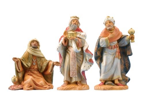 Fontanini by Roman Inc., 3 Piece King Set, 5" Three Kings Collection, Nativity Figure and Accessories, Hand Sculpted and Painted - Image 1