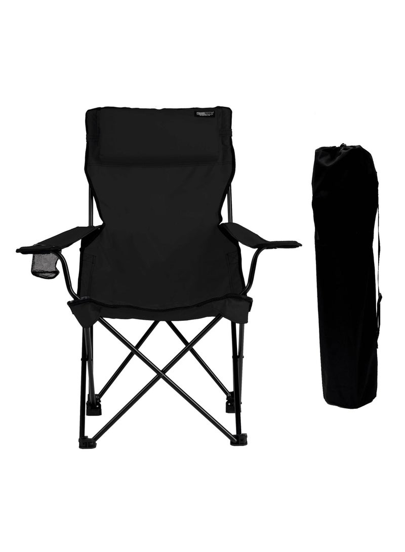 Foldable Camping Chair with Carry Bag And Cup Holder,Lightweight And Portable Steel Frame, Outdoor Garden Beach Fishing Chair-Black - Image 5