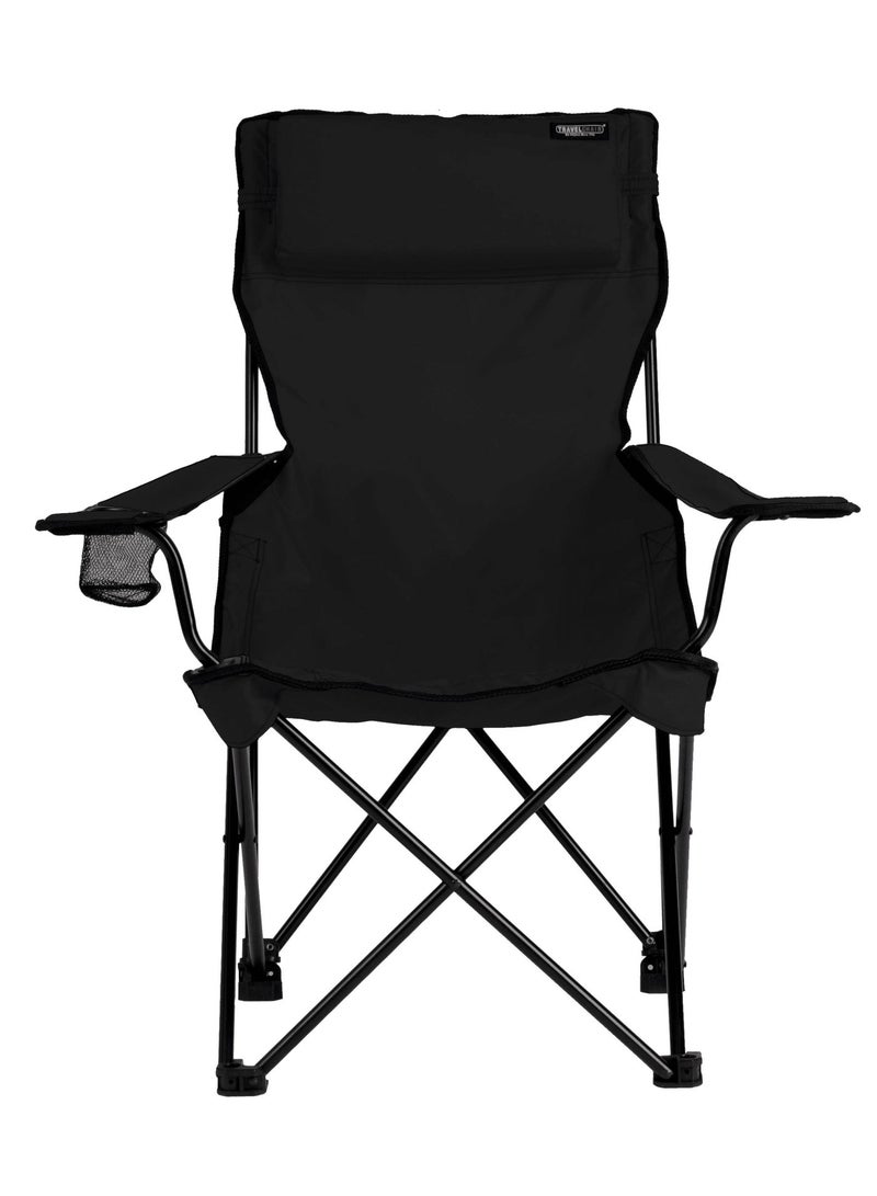 Foldable Camping Chair with Carry Bag And Cup Holder,Lightweight And Portable Steel Frame, Outdoor Garden Beach Fishing Chair-Black - Image 4