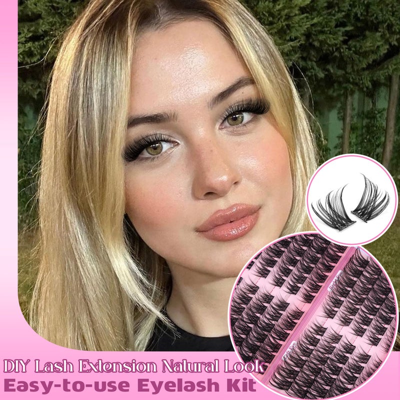 Eefofnn Lash Clusters Kit Wispy Cluster Eyelash Extensions Kit Natural Eyelash Clusters with Lash Bond and Seal Waterproof Tweezers 11-16mm C-Curly Individual Lashes 120pcs DIY Lash Extension Kit by Eefofnn - Image 4