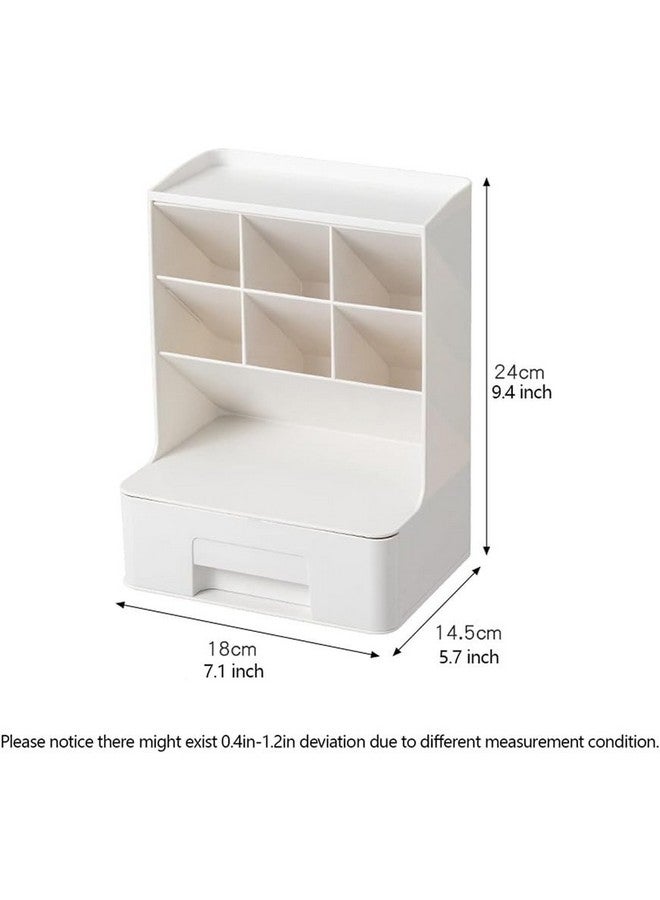 MosQuick Desk Organiser Stationary Organizers With Drawers,Versatile Pen Holder,Pen Stand,Desk Organiser,Office Table Accessories Pen Stand For Study Table Home,Office,School-1 Pc White - Plastic - Image 2
