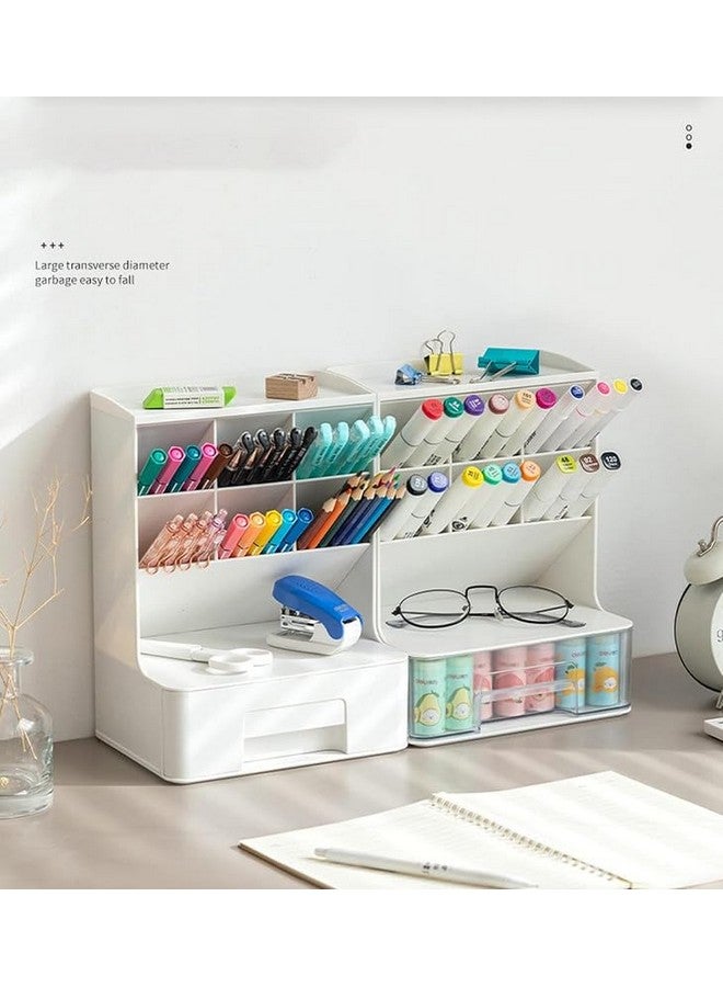 MosQuick Desk Organiser Stationary Organizers With Drawers,Versatile Pen Holder,Pen Stand,Desk Organiser,Office Table Accessories Pen Stand For Study Table Home,Office,School-1 Pc White - Plastic - Image 4