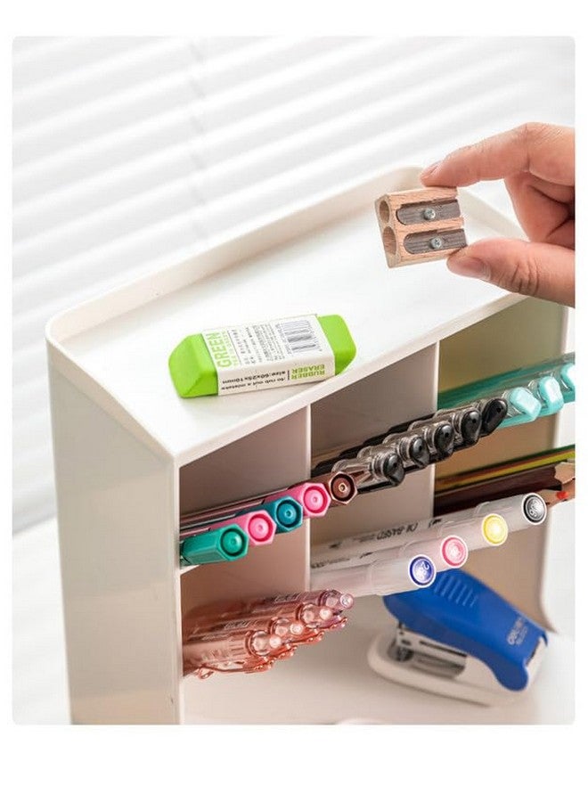 MosQuick Desk Organiser Stationary Organizers With Drawers,Versatile Pen Holder,Pen Stand,Desk Organiser,Office Table Accessories Pen Stand For Study Table Home,Office,School-1 Pc White - Plastic - Image 5