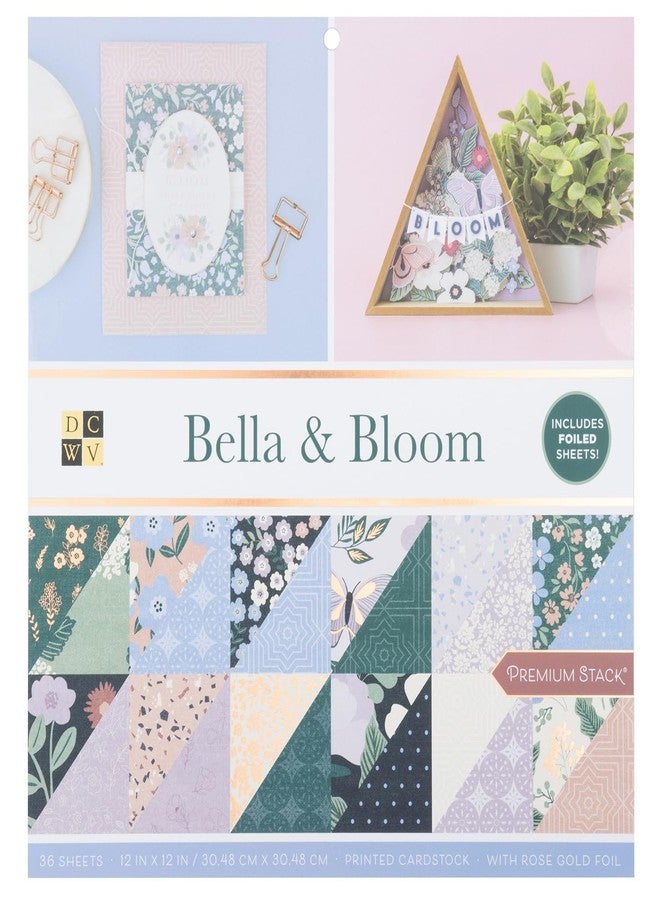 DCWV Printed Cardstock Paper 12x12, 36 Sheets of Scrapbook Paper for Crafts and Card Making, Double Sided Heavy Duty Cardstock with Foil Accents - Bella & Bloom - Image 1