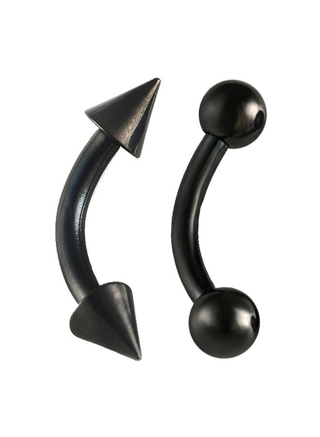 bodyjewellery حلقة أذن غضروف ثقب حواجب مسمار حلق شفاه كرات 16غ باربل منحني من الفولاذ الجراحي كونش روك لابريت 1/4 6مم أسود - Image 1