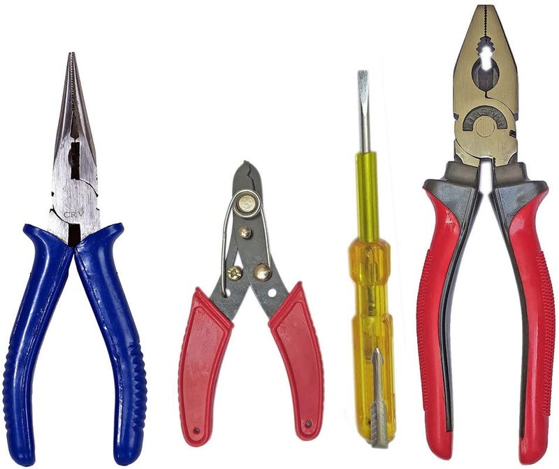 DUMDAAR Heavy duty Nose Plier wire cutter Electric Tester and Plier Red Hand Tool Kit - Image 5