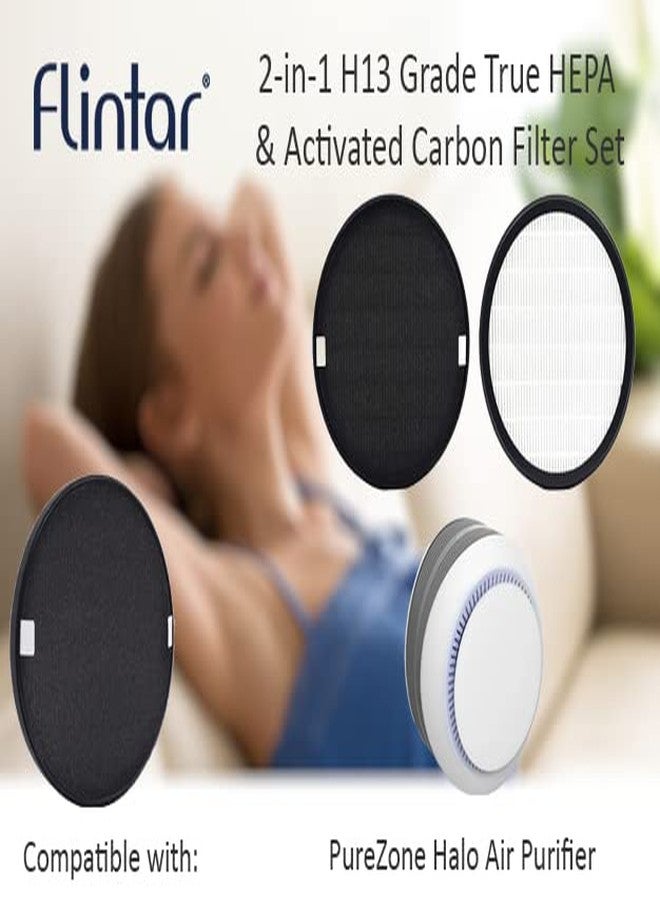 Flintar Halo Replacement Filter, Compatible with Pure Enrichment PureZone Halo Air Purifier PEAIRDSK, 2-in-1 Filter Set, 2-Pack - Image 2