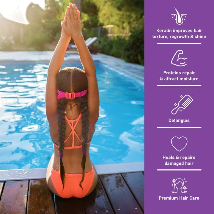 Triswim مجموعة شامبو وبلسم TRISWIM للأطفال 85 أونصة لكل منهما تزيل الكلور ومياه البحر والمياه العسرة وترطب وتفك تشابك الشعر وتعيده وتساعد في بناء شعر قوي وصحي للاستخدام اليومي - Image 2