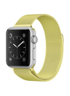 Replacement Strap For Apple Watch Series 9&8&7 41mm / 6 & SE & 5 & 4 40mm / 3 & 2 & 1 38mm Milanese Loop Magnetic Stainless Steel Watch Band Yellow