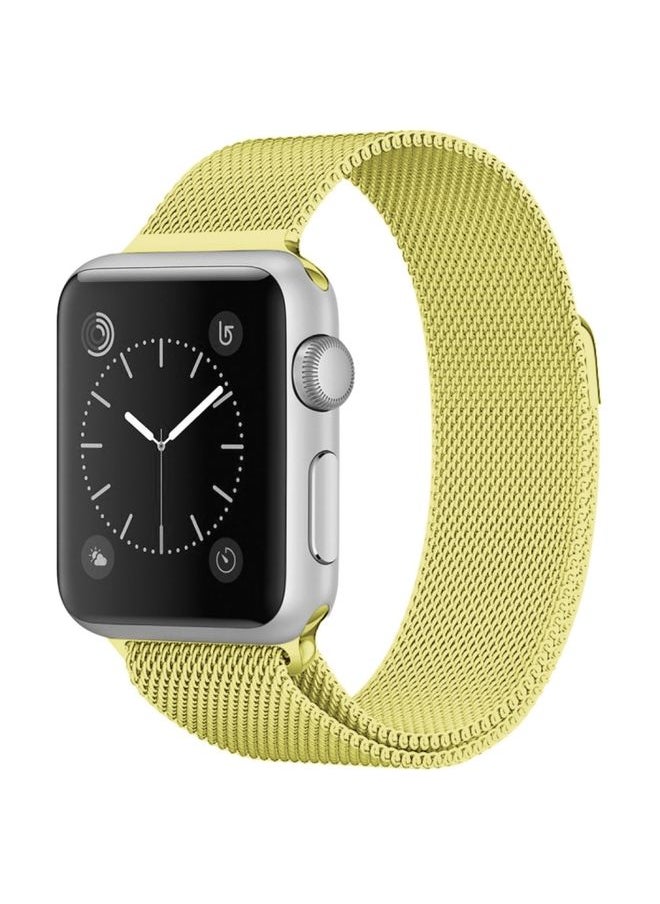 Generic - Replacement Strap For Apple Watch Series 9&8&7 41mm / 6 & SE & 5 & 4 40mm / 3 & 2 & 1 38mm Milanese Loop Magnetic Stainless Steel Watch Band Yellow - Image 1