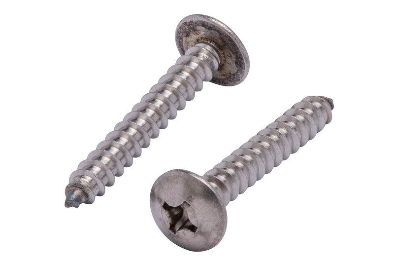 Bolt Dropper No. 12 x 1-1/2" Stainless Truss Head Phillips Wood Screw, (25 pc), 18-8 (304) Stainless Steel Sheet Metal Screws, Type A Point, Plain Finish by - Image 1