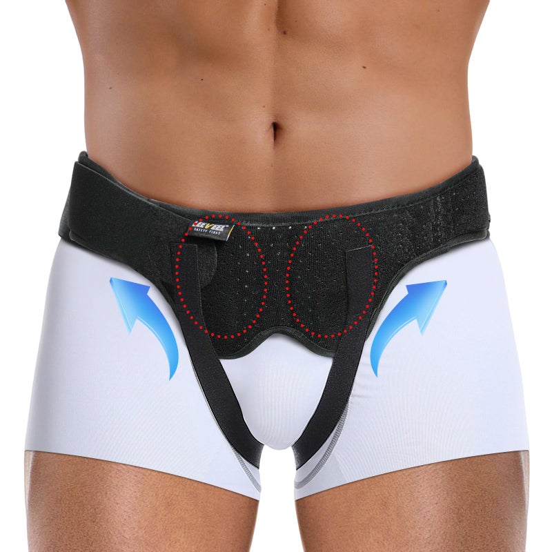 leeveel Hernia Belts for MenMedical Hernia Guard Inguinal Truss for SingleDoubleSports Hernia Adjustable Waist Strap with 2 Removable Compression Pads Large