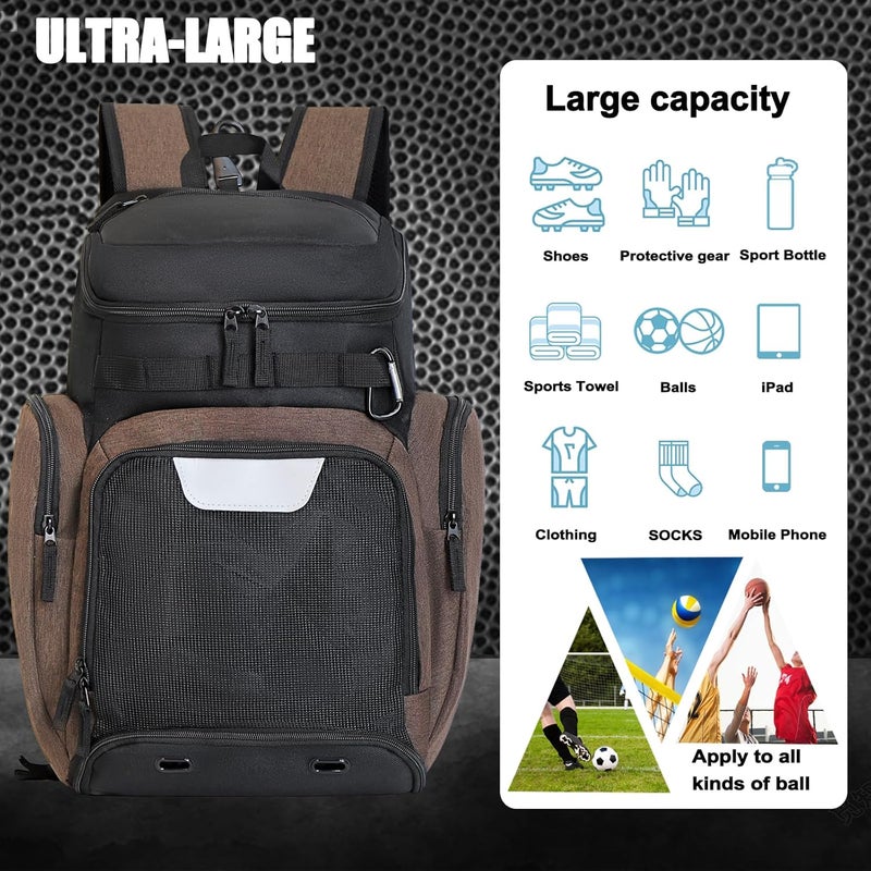 LARIPOP Basketball Backpack Large Sports Bag, Gym Bag with Ball Compartment and Shoe Compartment to Store Sports Shoes Water Bottles Laptops and Daily Necessities, Widely Used in Basketball, Soccer - Image 4