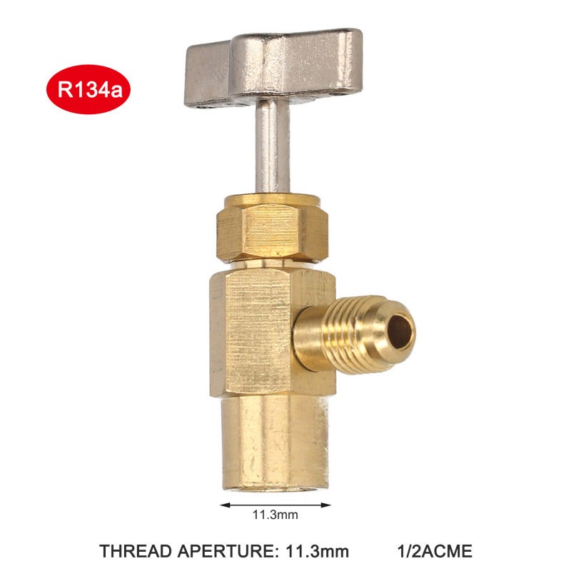 R134A Refrigerant Bottle Opener: Brass Alloy Gold Hand Operated Valve Control - Leak-Proof Safety Valve Durable Build for Extreme Conditions Automotive Air Conditioning Systems - Image 2