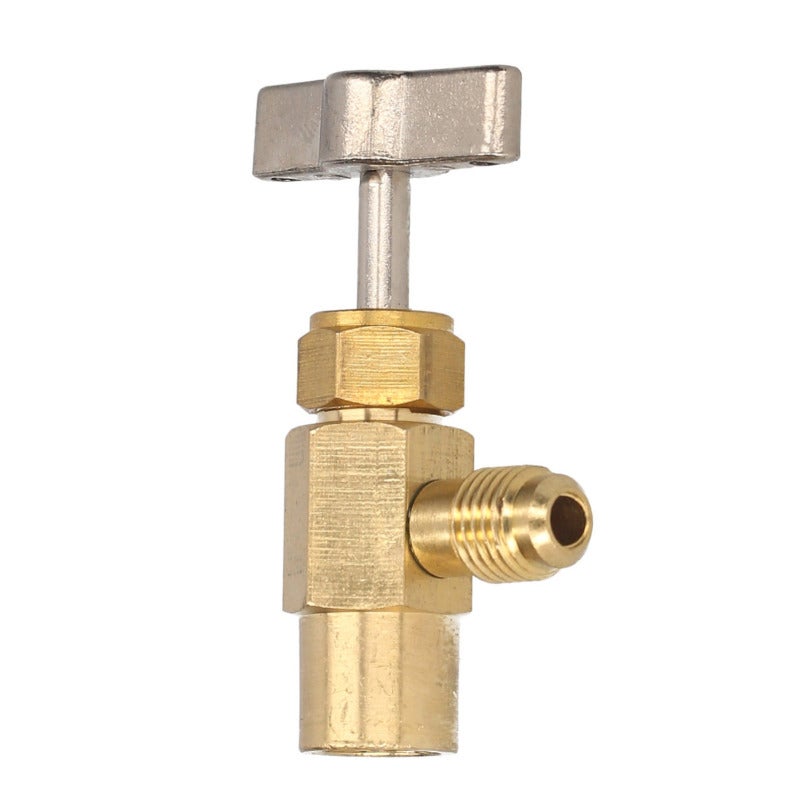 R134A Refrigerant Bottle Opener: Brass Alloy Gold Hand Operated Valve Control - Leak-Proof Safety Valve Durable Build for Extreme Conditions Automotive Air Conditioning Systems - Image 1