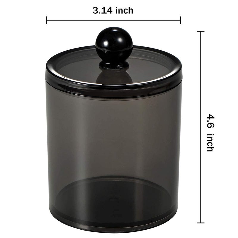 Xpandio Cottonswab Storage Dispenser Set, Light Black Clear Acrylic Apothecary Jar for Bathroom Vanity Organizer, Clear Cotton Ball Holder Cotton/Earbud Holder Storage Container with Lid (PACK OF 1) - Image 2