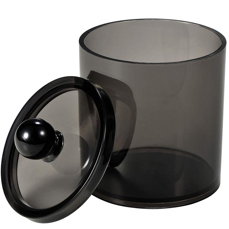 Xpandio Cottonswab Storage Dispenser Set, Light Black Clear Acrylic Apothecary Jar for Bathroom Vanity Organizer, Clear Cotton Ball Holder Cotton/Earbud Holder Storage Container with Lid (PACK OF 1) - Image 1