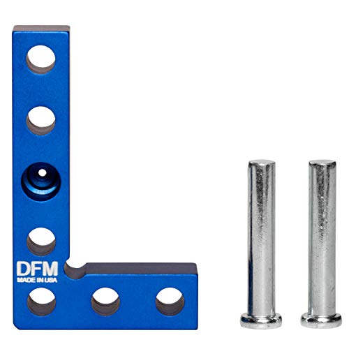 DFM Tool Works Small Square and Center Finder - Mini Square Tool with 11/32" Center Marking Hole Woodworking, Carpenter Engineering Square, Center Marking Tool, Made in USA - Blue - Image 1