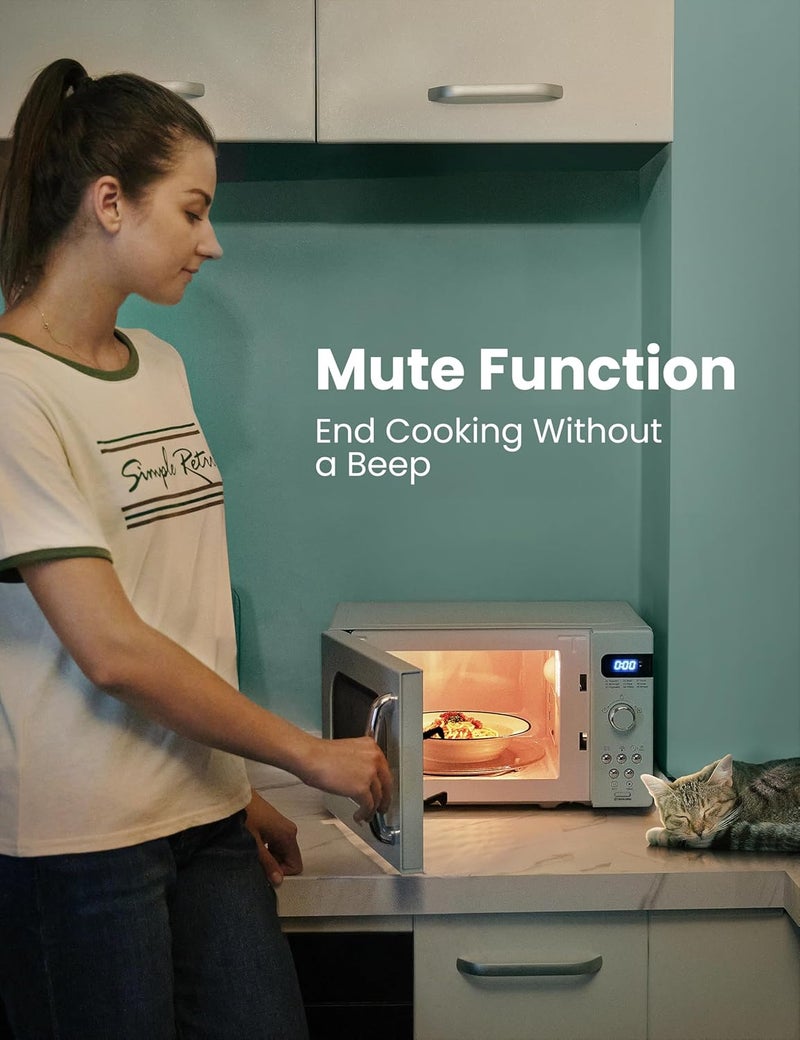 Comfee' ' Retro Small Microwave Oven With Compact Size, 9 Preset Menus, Position-Memory Turntable, Mute Function, Countertop Microwave For Small Spaces, 0.7 Cu Ft/700W, Green, AM720C2RA-G - Image 4