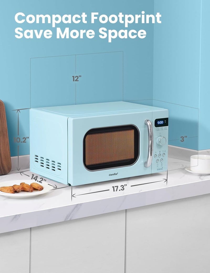 Comfee' ' Retro Small Microwave Oven With Compact Size, 9 Preset Menus, Position-Memory Turntable, Mute Function, Countertop Microwave For Small Spaces, 0.7 Cu Ft/700W, Green, AM720C2RA-G - Image 5