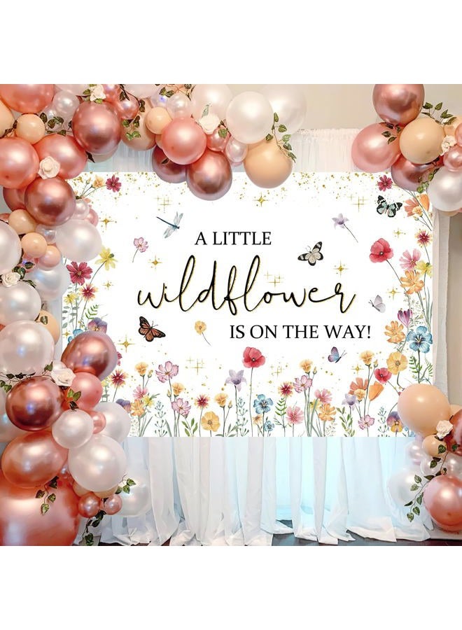 Avezano Wildflower Baby Shower Decorations A Little Wildflower is On The Way Baby Shower Backdrop She is a Wildflower Theme Baby Girls' Baby Shower Photoshoot Background Banner (7x5ft(84x60in)) - Image 5