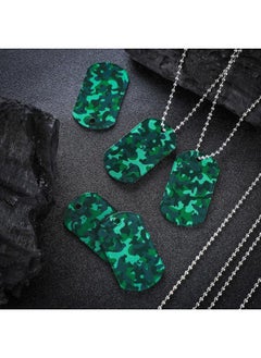 Saintrygo 24 Pcs Camouflage Dog Tags Military Acrylic Army Dog Tags Party Favors Camo Party Favors Camo Necklace with Metal Beaded Chain for Men Soldier Arm(Green)  - Image 4