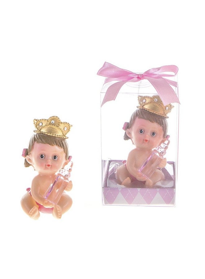 Lunaura مجموعة تذكارية للأطفال مكونة من 12 "فتاة" ترتدي تاجًا وتحمل زجاجة الحليب باللون الوردي - Image 1