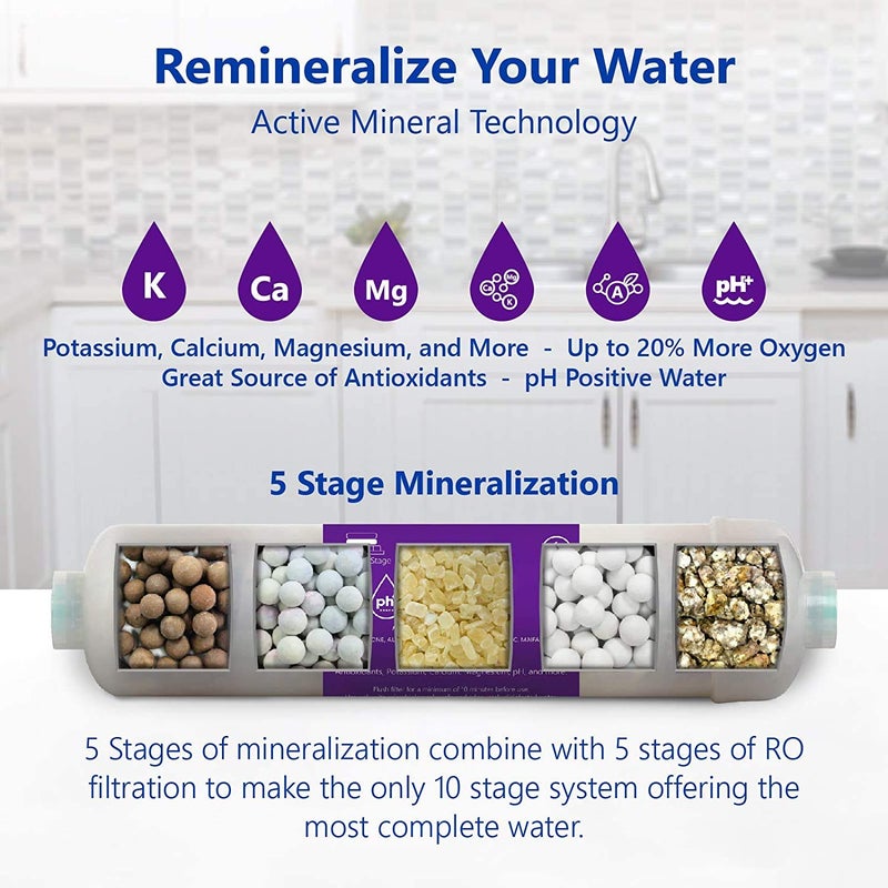Aqua Active Copper RO Water Reverse Osmosis 100GPD Water Filtration System 14 Stage RO UVMinAlkalineCU Water Filter with ABS Tank Active and Inactive Carbon Filter with Pre Filter  - Image 4