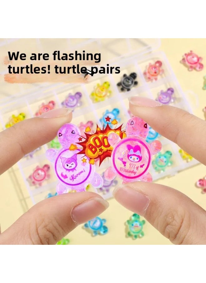 null - Shiny Little Turtle Pair Touch Luminous Color Little Turtle Toys Little Turtle Luminous Blind Bag Toys For Primary School Students-Color:Type B [17cm Candy Turtle] Blue/ice And Snow Princess - Image 1