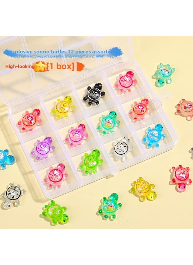 null - Shiny Little Turtle Pair Touch Luminous Color Little Turtle Toys Little Turtle Luminous Blind Bag Toys For Primary School Students-Color:Type B [17cm Candy Turtle] Blue/ice And Snow Princess - Image 1