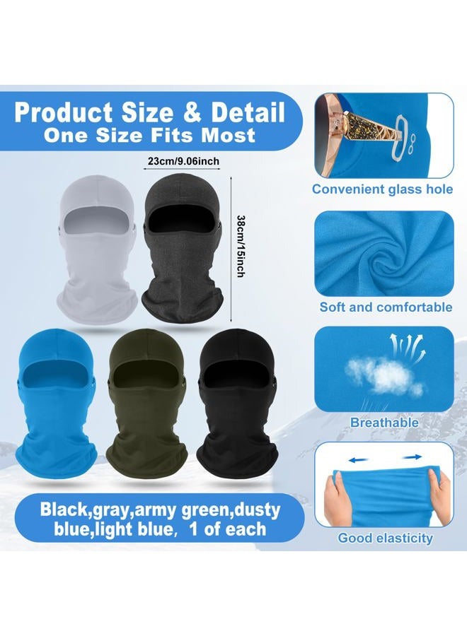 Suhine 5 Pcs Winter Balaclava Ski Mask Windproof Thermal Full Face Mask Cold Weather Balaclava with Reflective Stripe, Black,gray,army Green,dusty Blue,light Blue, One size - Image 3